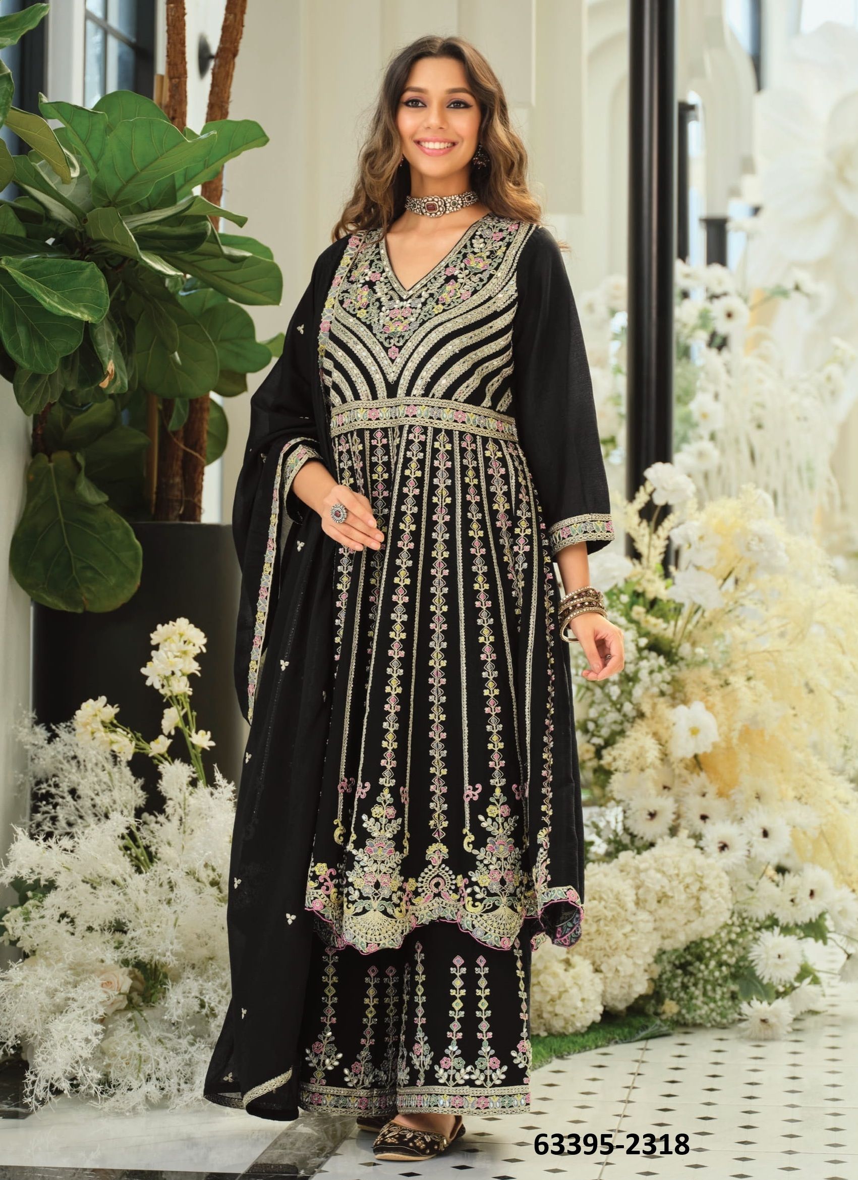 BARBIE 5 - BLACK & WHITE - Catalog # 63395 (Set of 2 Readymade Salwar Suits) by Eba Lifestyle