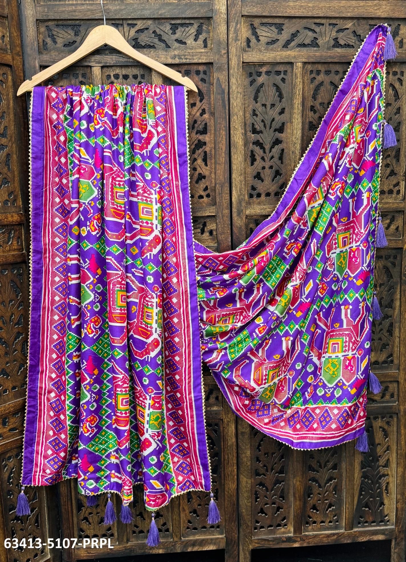 PATOLA PRINT DUPATTAS - Catalog # 63413 (Set of 6 Only Dupattas) by Desi Muse