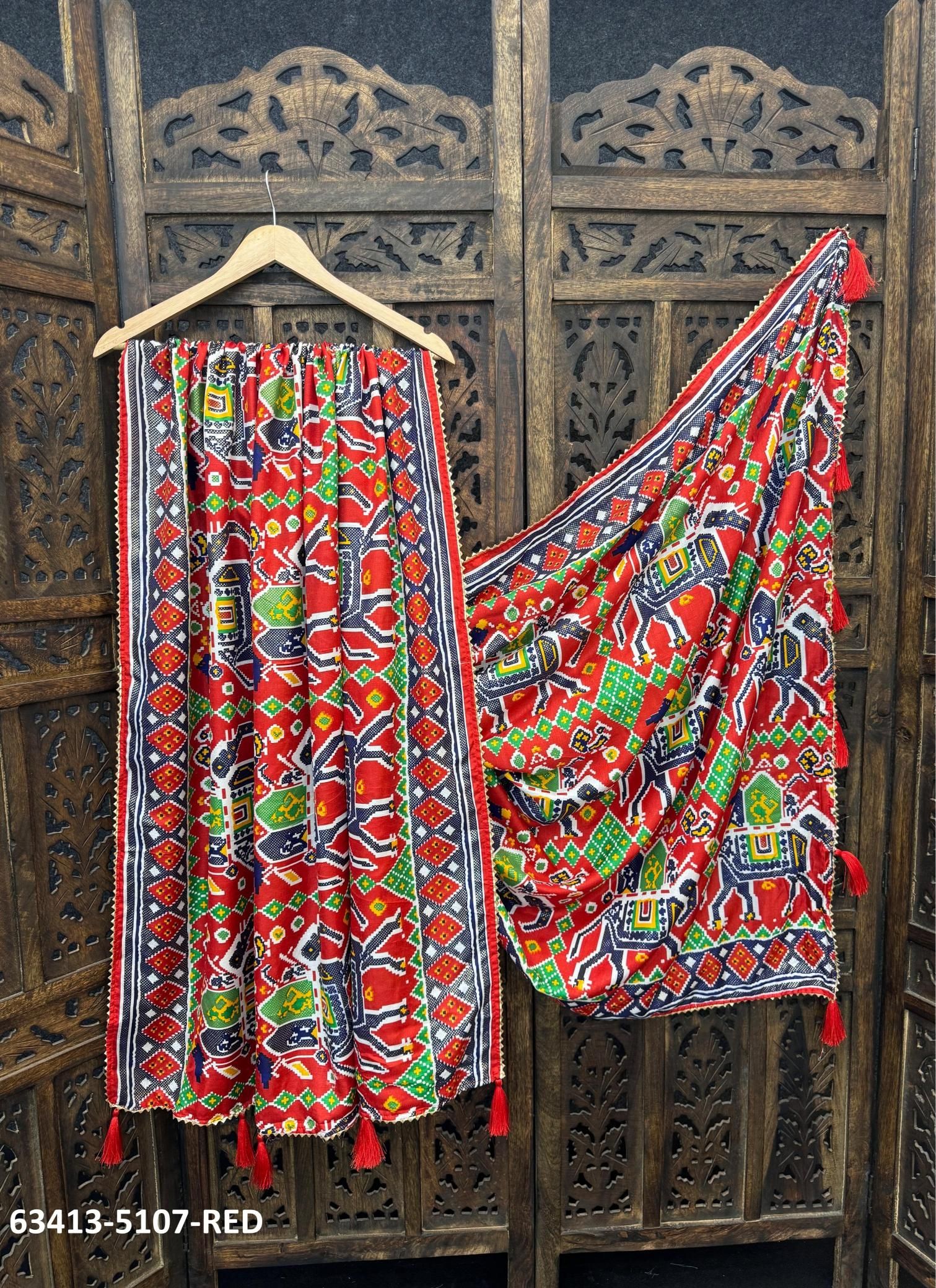 PATOLA PRINT DUPATTAS - Catalog # 63413 (Set of 6 Only Dupattas) by Desi Muse