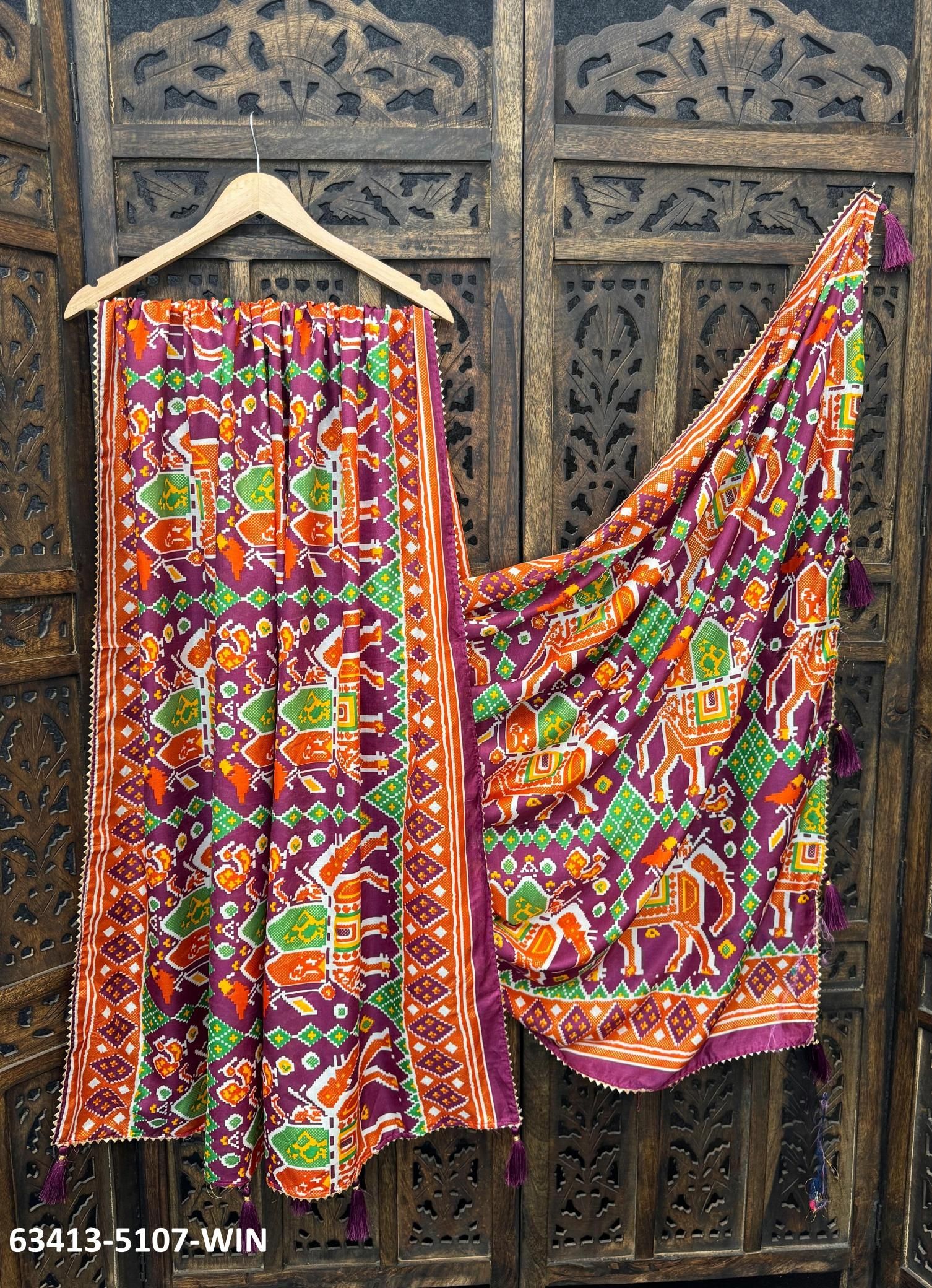 PATOLA PRINT DUPATTAS - Catalog # 63413 (Set of 6 Only Dupattas) by Desi Muse