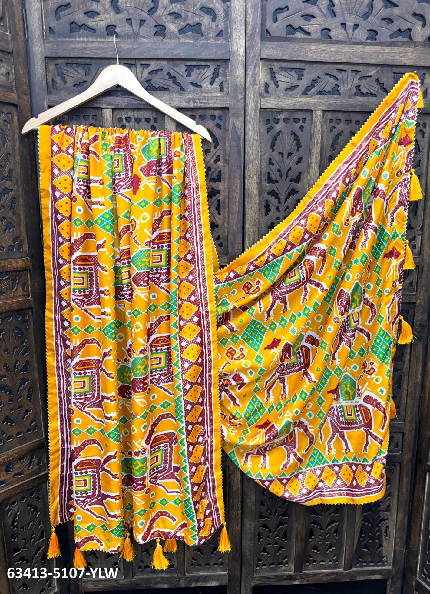 PATOLA PRINT DUPATTAS - Catalog # 63413 (Set of 6 Only Dupattas) by Desi Muse