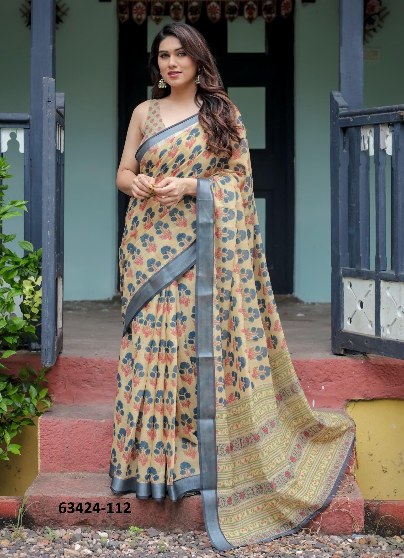 LINEN COTTON PRINTS - Catalog # 63424 (Set of 74 Sarees) by Semad Styles