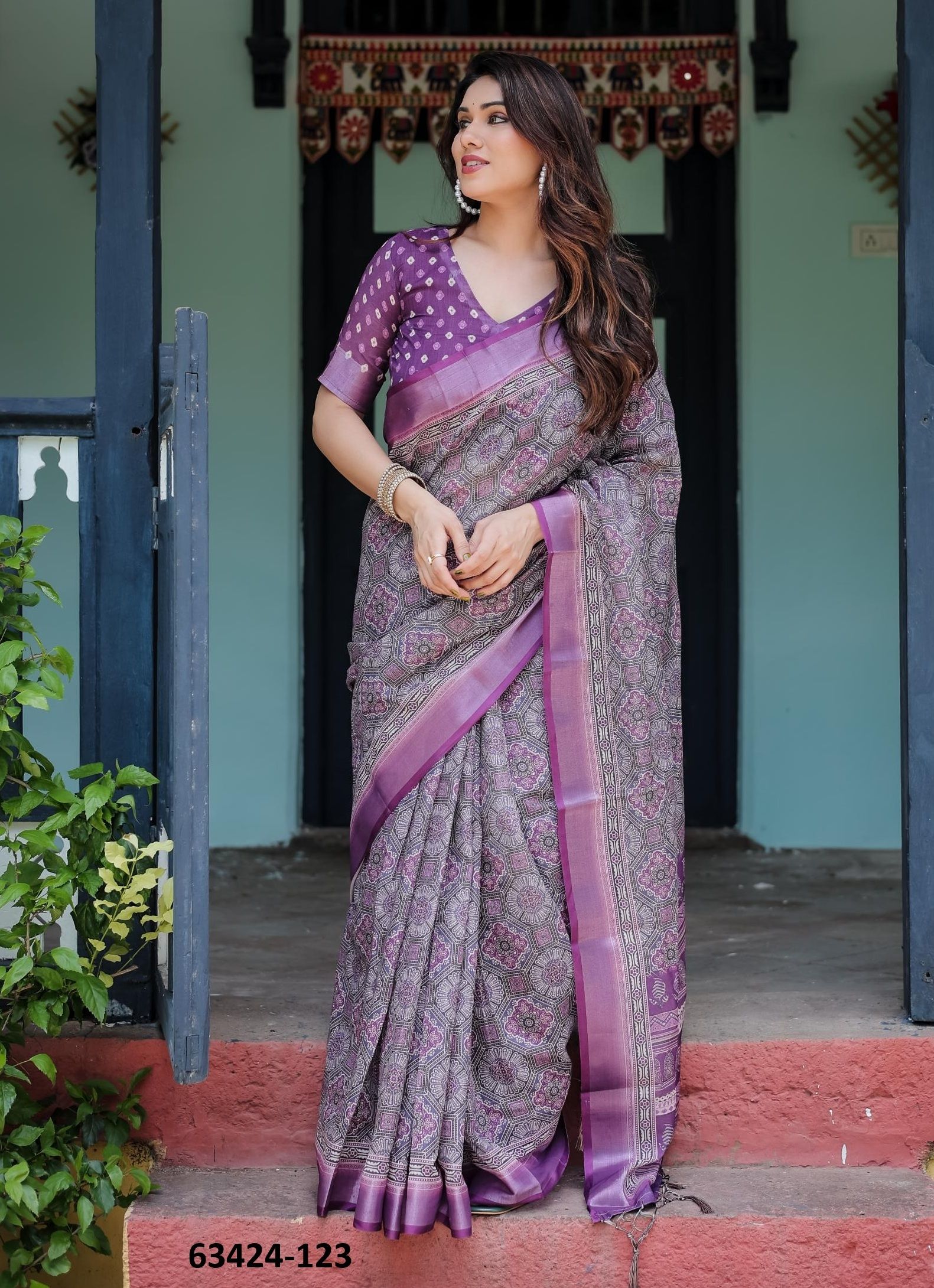 LINEN COTTON PRINTS - Catalog # 63424 (Set of 74 Sarees) by Semad Styles