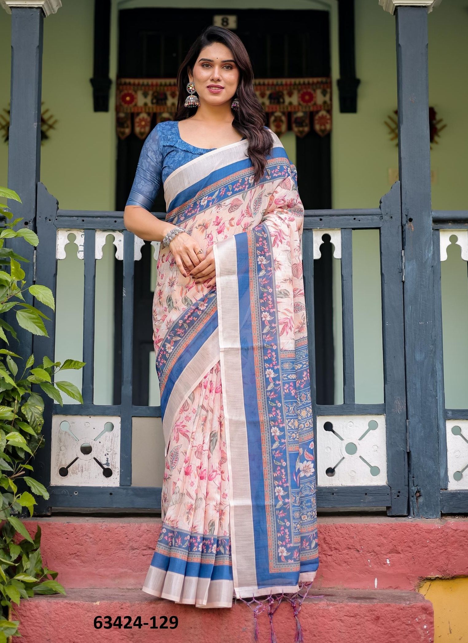 LINEN COTTON PRINTS - Catalog # 63424 (Set of 74 Sarees) by Semad Styles
