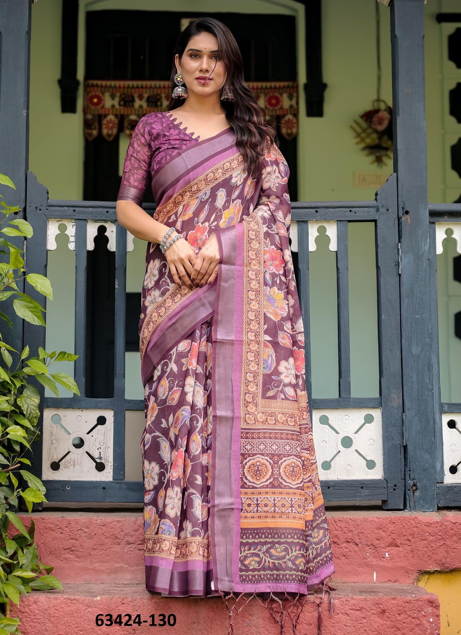 LINEN COTTON PRINTS - Catalog # 63424 (Set of 74 Sarees) by Semad Styles