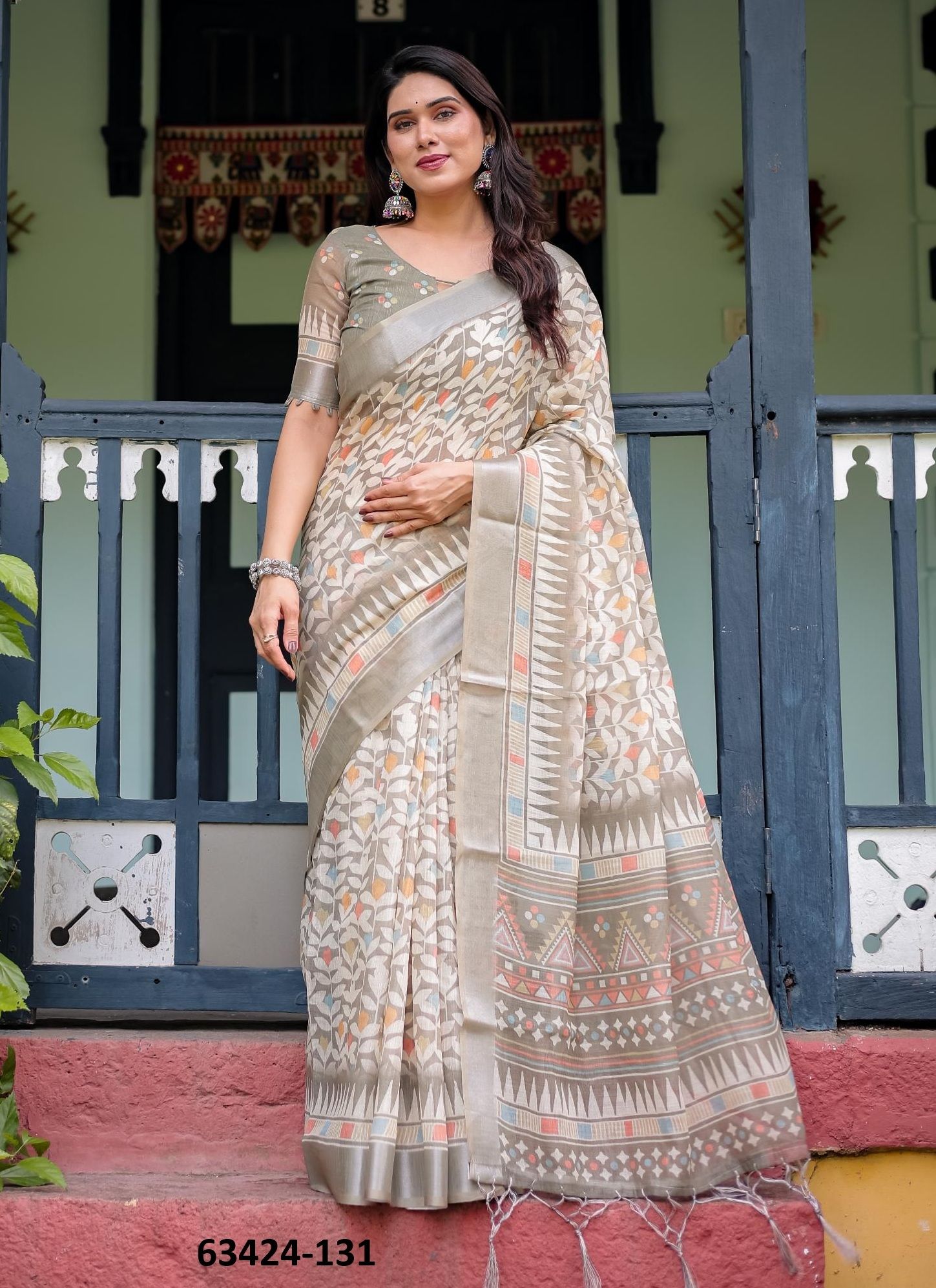 LINEN COTTON PRINTS - Catalog # 63424 (Set of 74 Sarees) by Semad Styles