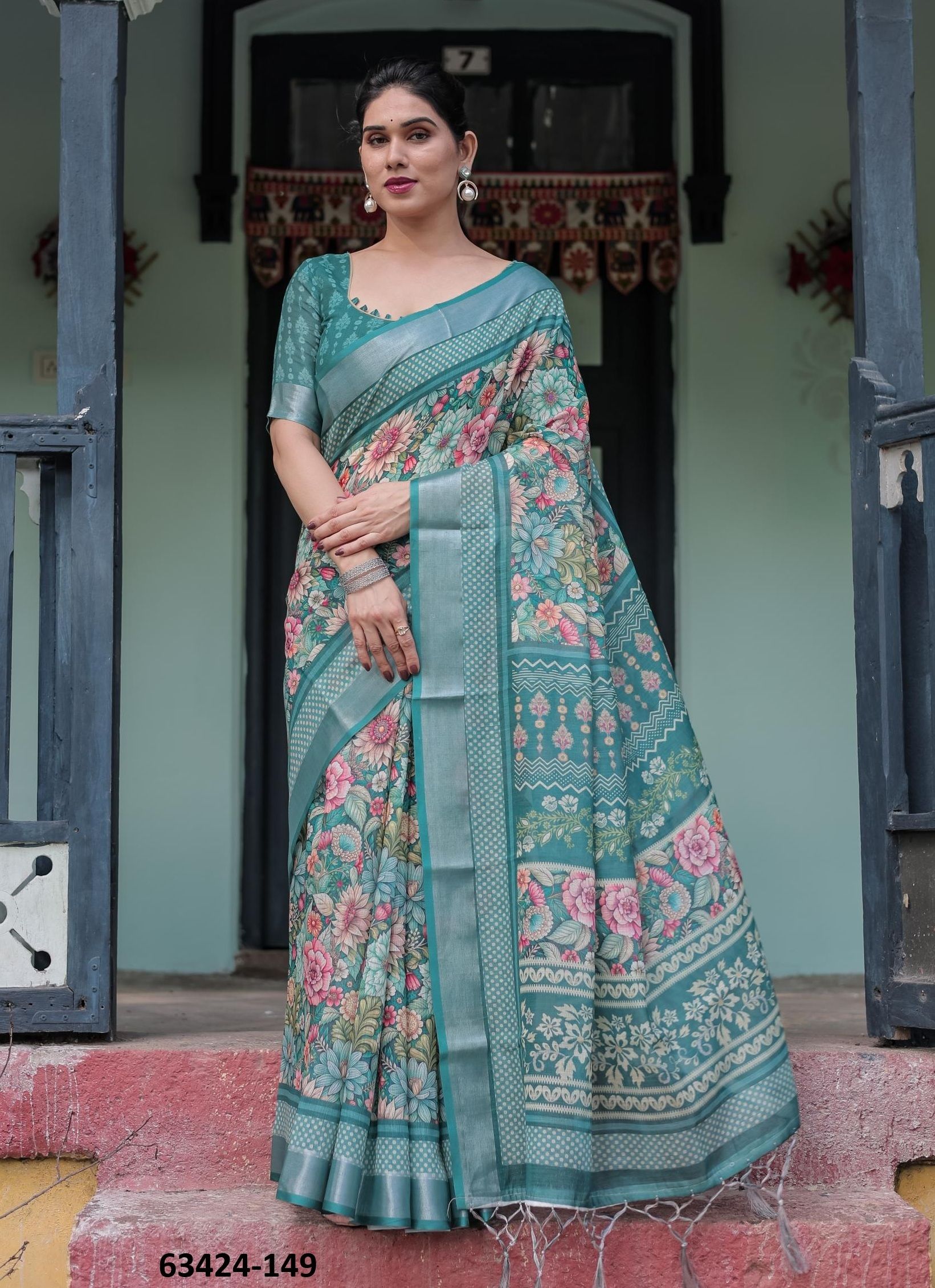LINEN COTTON PRINTS - Catalog # 63424 (Set of 74 Sarees) by Semad Styles