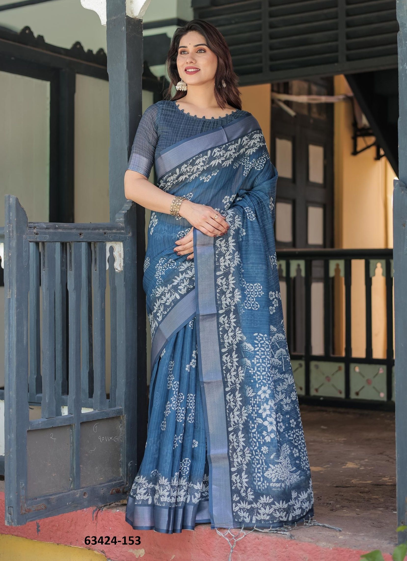 LINEN COTTON PRINTS - Catalog # 63424 (Set of 74 Sarees) by Semad Styles