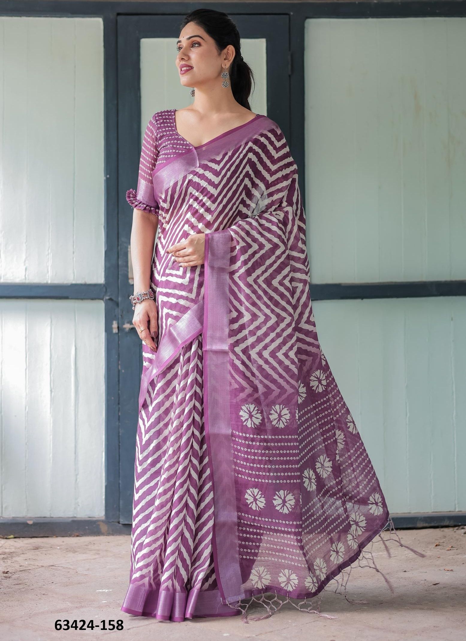 LINEN COTTON PRINTS - Catalog # 63424 (Set of 74 Sarees) by Semad Styles