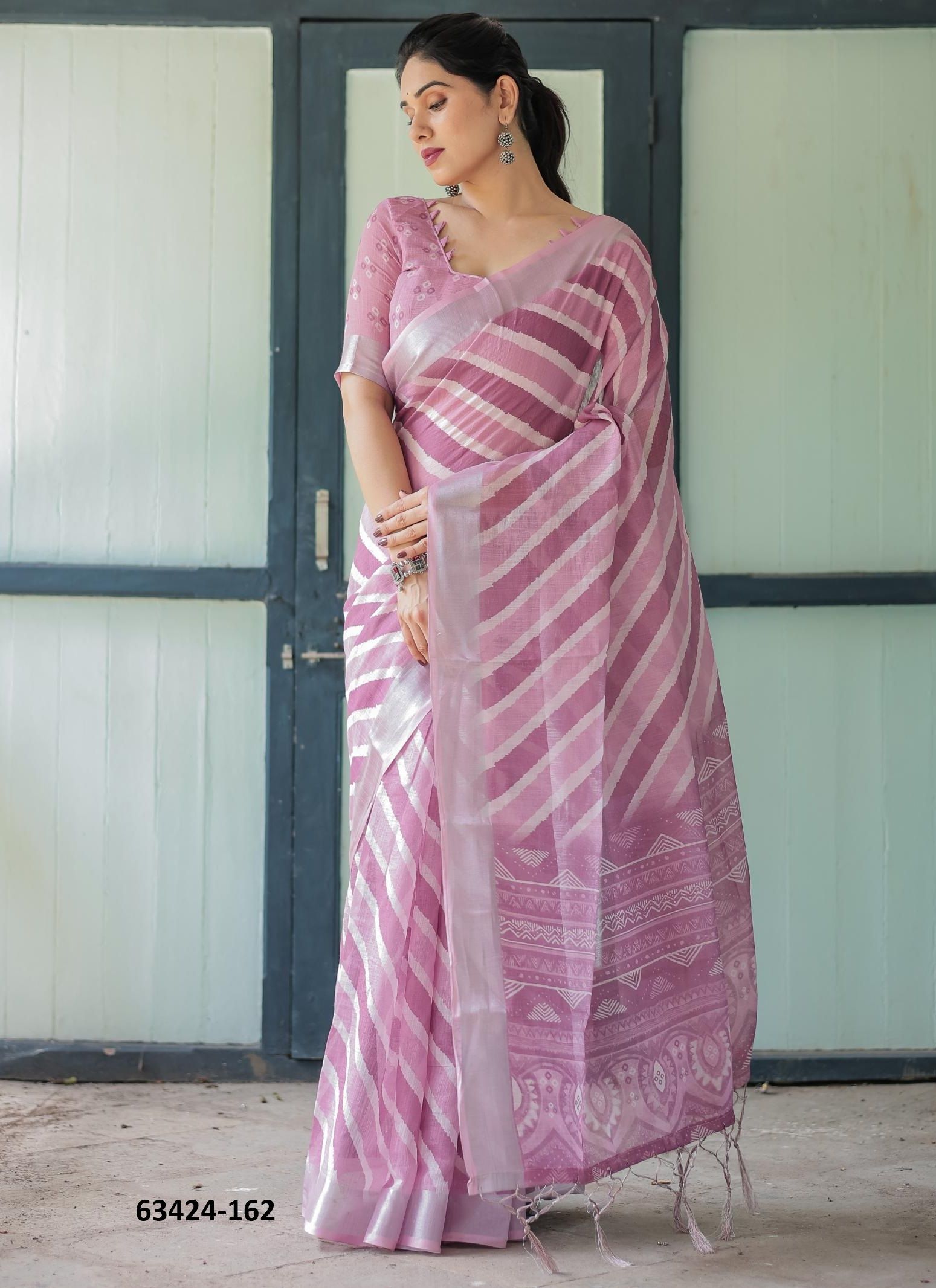 LINEN COTTON PRINTS - Catalog # 63424 (Set of 74 Sarees) by Semad Styles