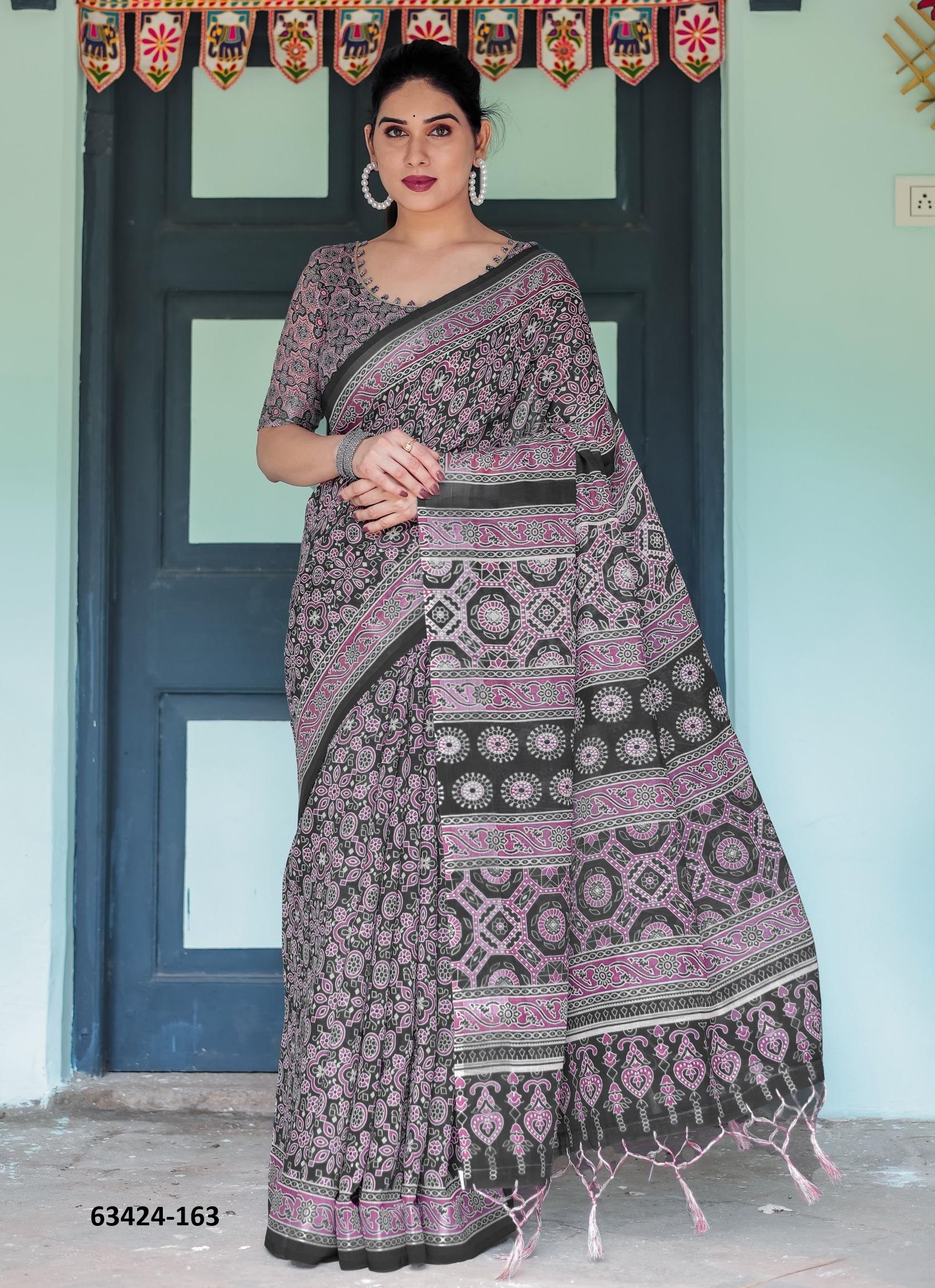 LINEN COTTON PRINTS - Catalog # 63424 (Set of 74 Sarees) by Semad Styles