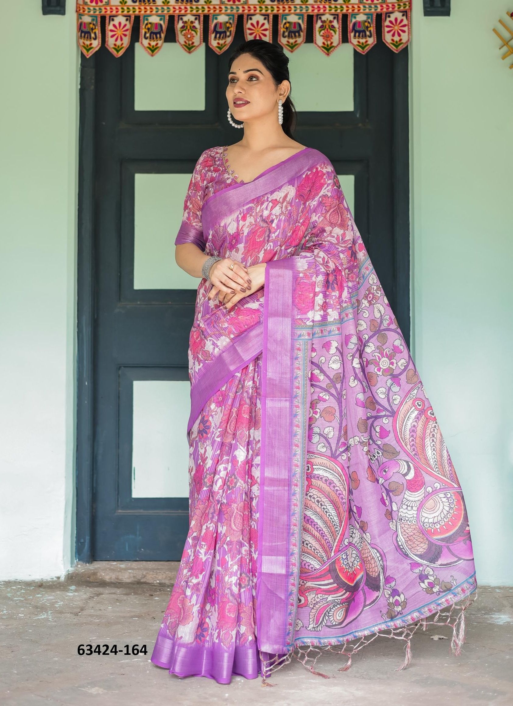 LINEN COTTON PRINTS - Catalog # 63424 (Set of 74 Sarees) by Semad Styles