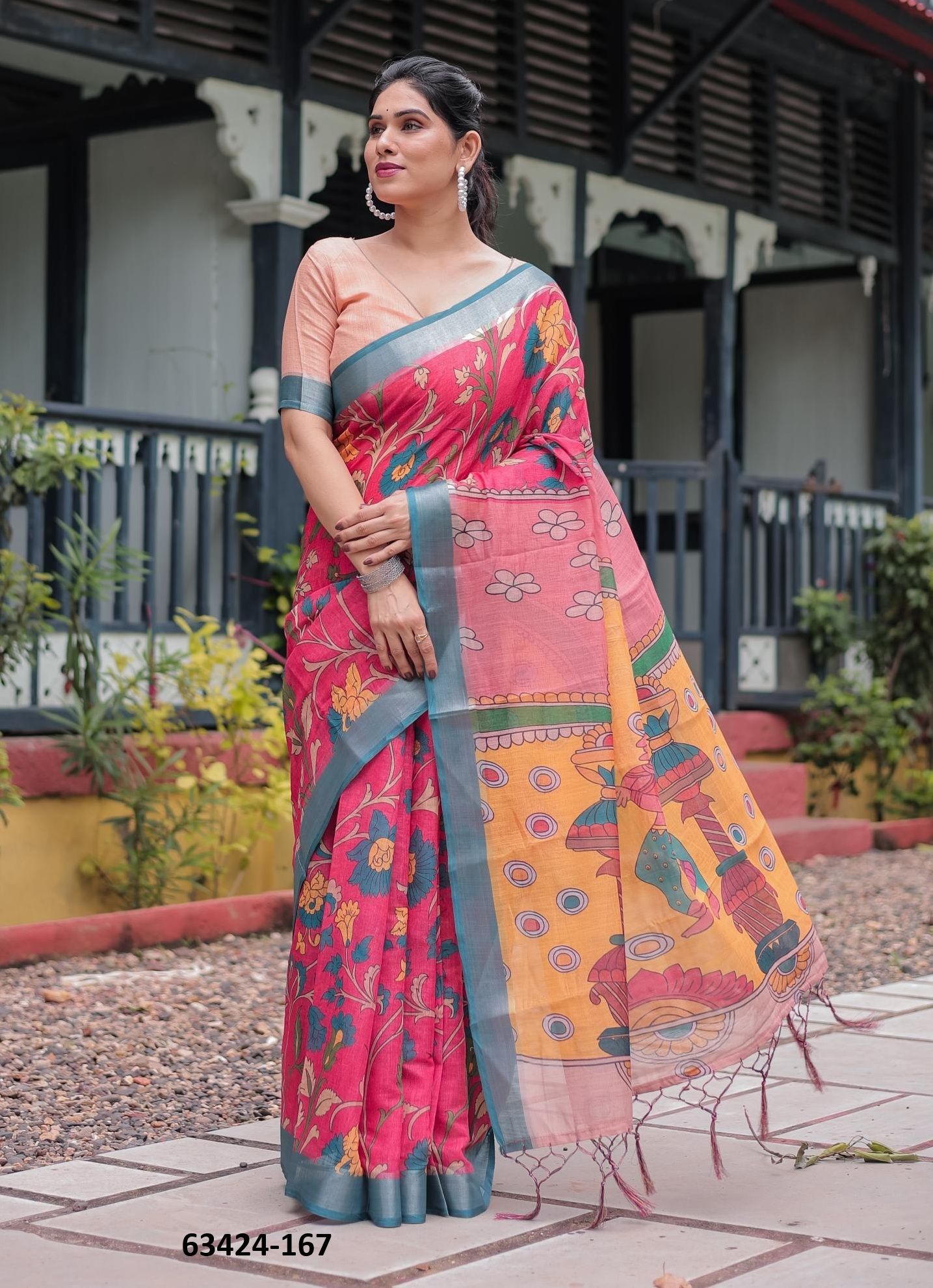 LINEN COTTON PRINTS - Catalog # 63424 (Set of 74 Sarees) by Semad Styles