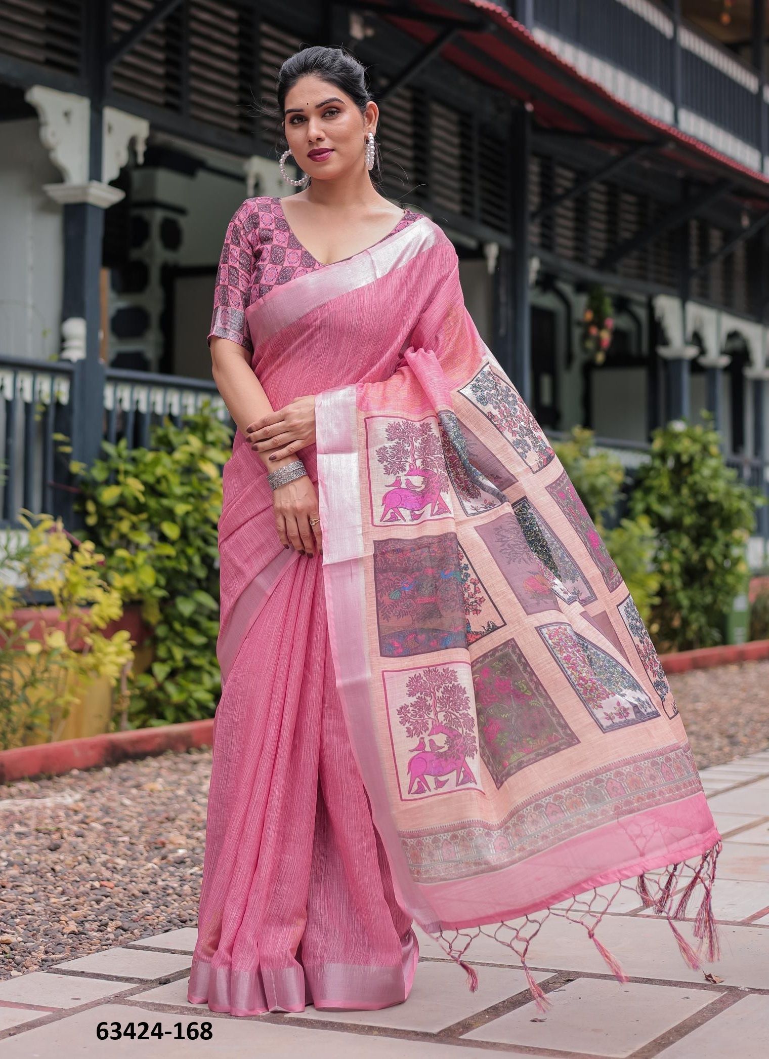 LINEN COTTON PRINTS - Catalog # 63424 (Set of 74 Sarees) by Semad Styles