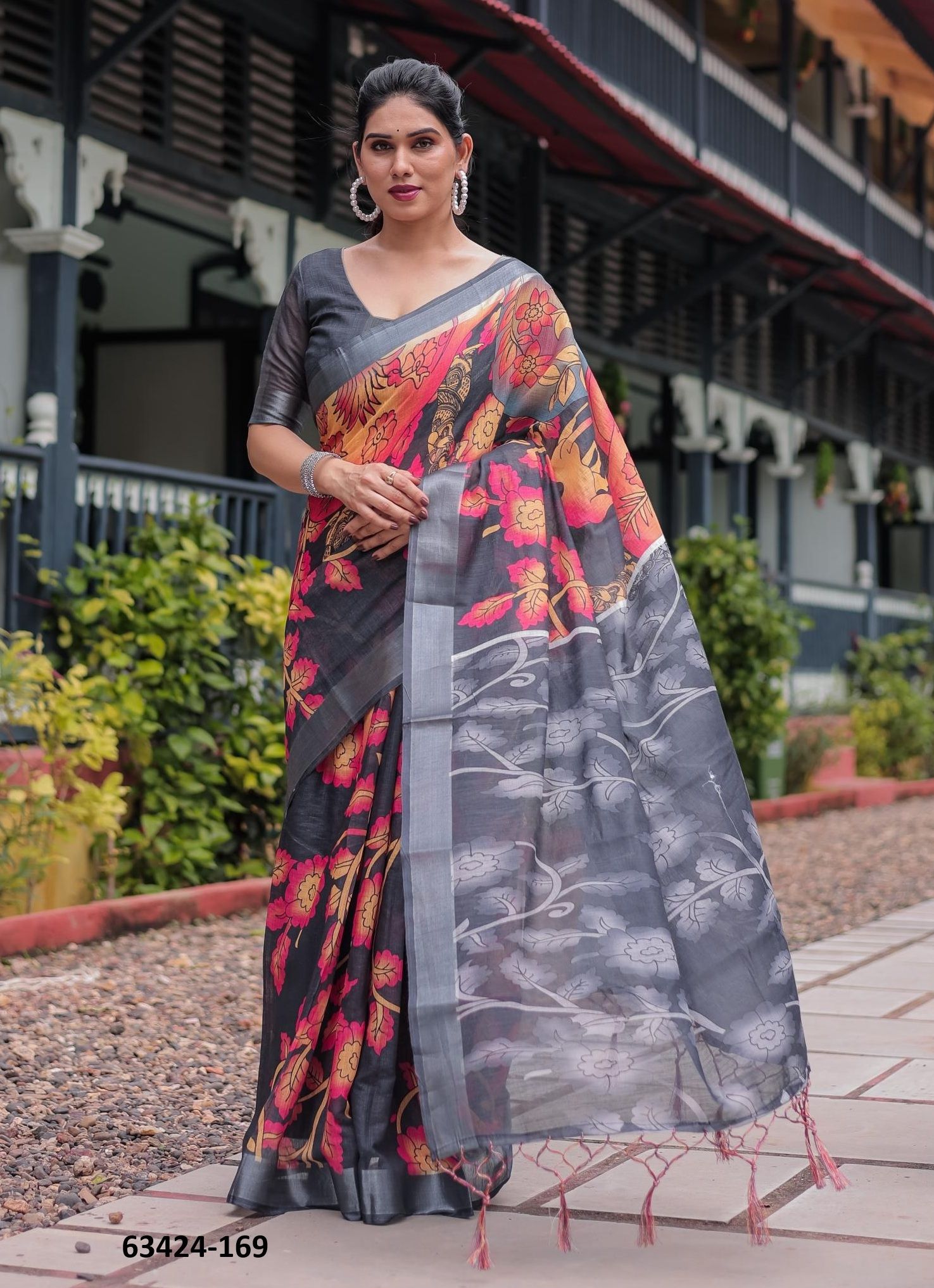 LINEN COTTON PRINTS - Catalog # 63424 (Set of 74 Sarees) by Semad Styles