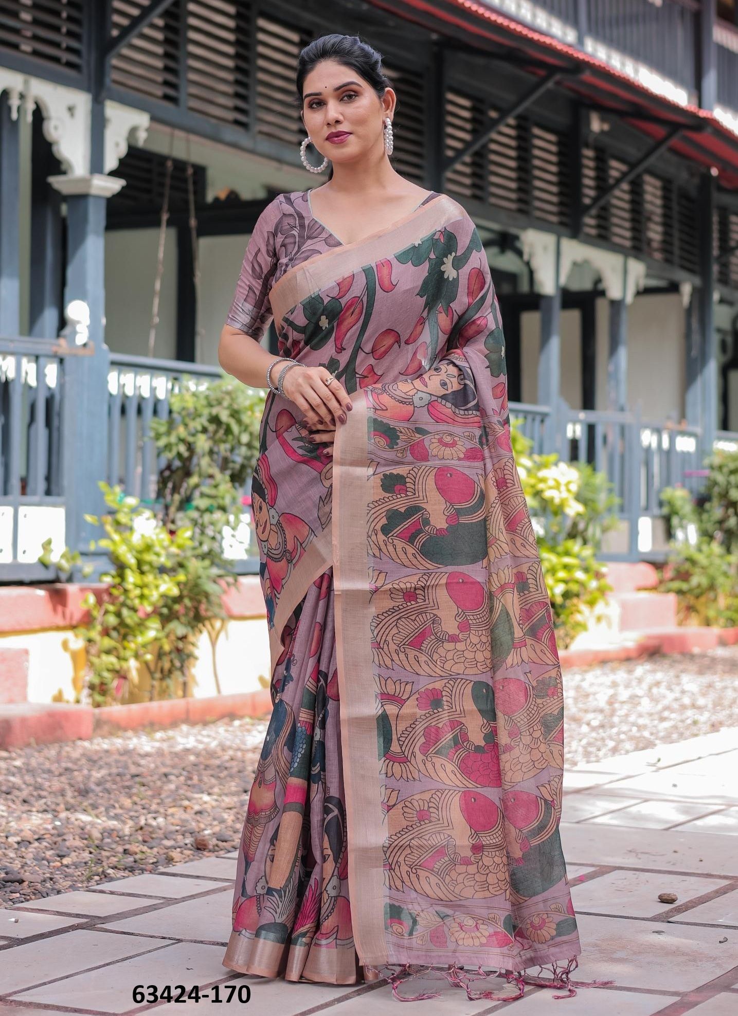 LINEN COTTON PRINTS - Catalog # 63424 (Set of 74 Sarees) by Semad Styles