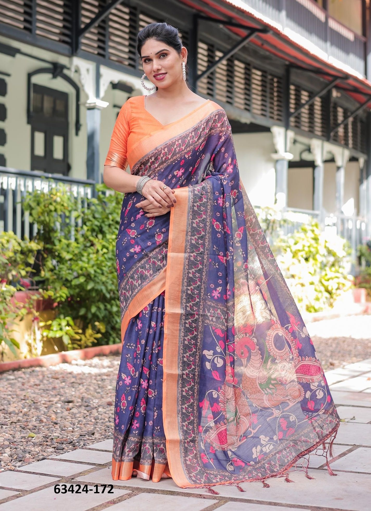 LINEN COTTON PRINTS - Catalog # 63424 (Set of 74 Sarees) by Semad Styles