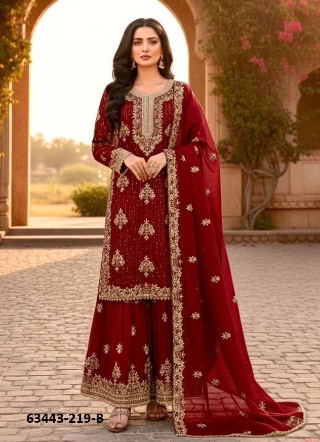 SERIES 219 - Catalog # 63443 (Set of 3 Readymade Salwar Suits) by Amdavadi Fashion