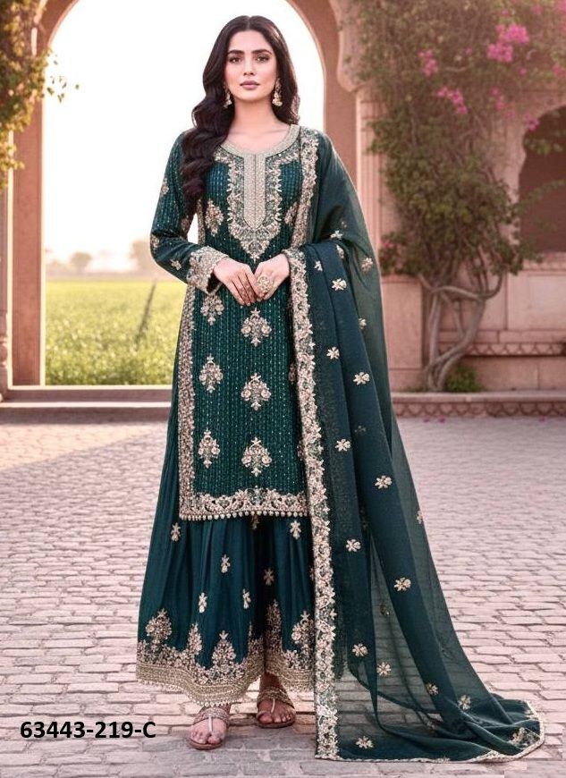 SERIES 219 - Catalog # 63443 (Set of 3 Readymade Salwar Suits) by Amdavadi Fashion