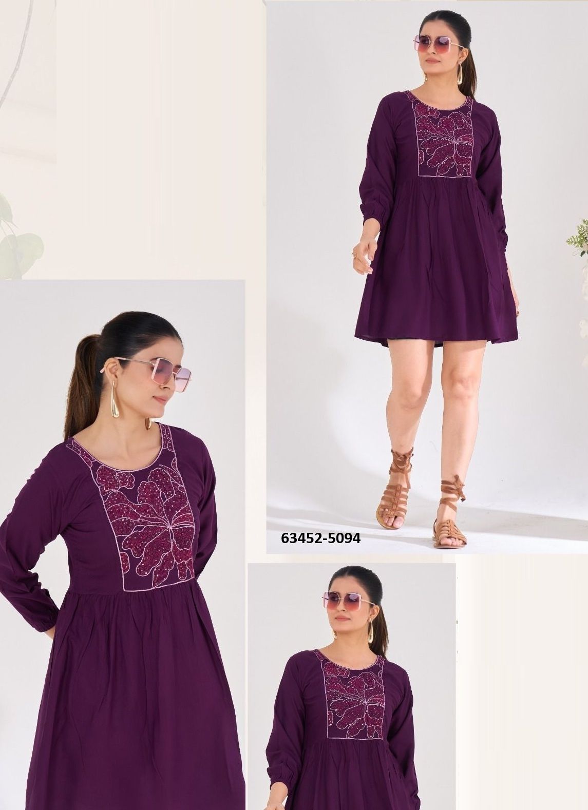 PARIS 3 - Catalog # 63452 (Set of 4 Readymade Women's Kurtis / Tops) by Blue Hills
