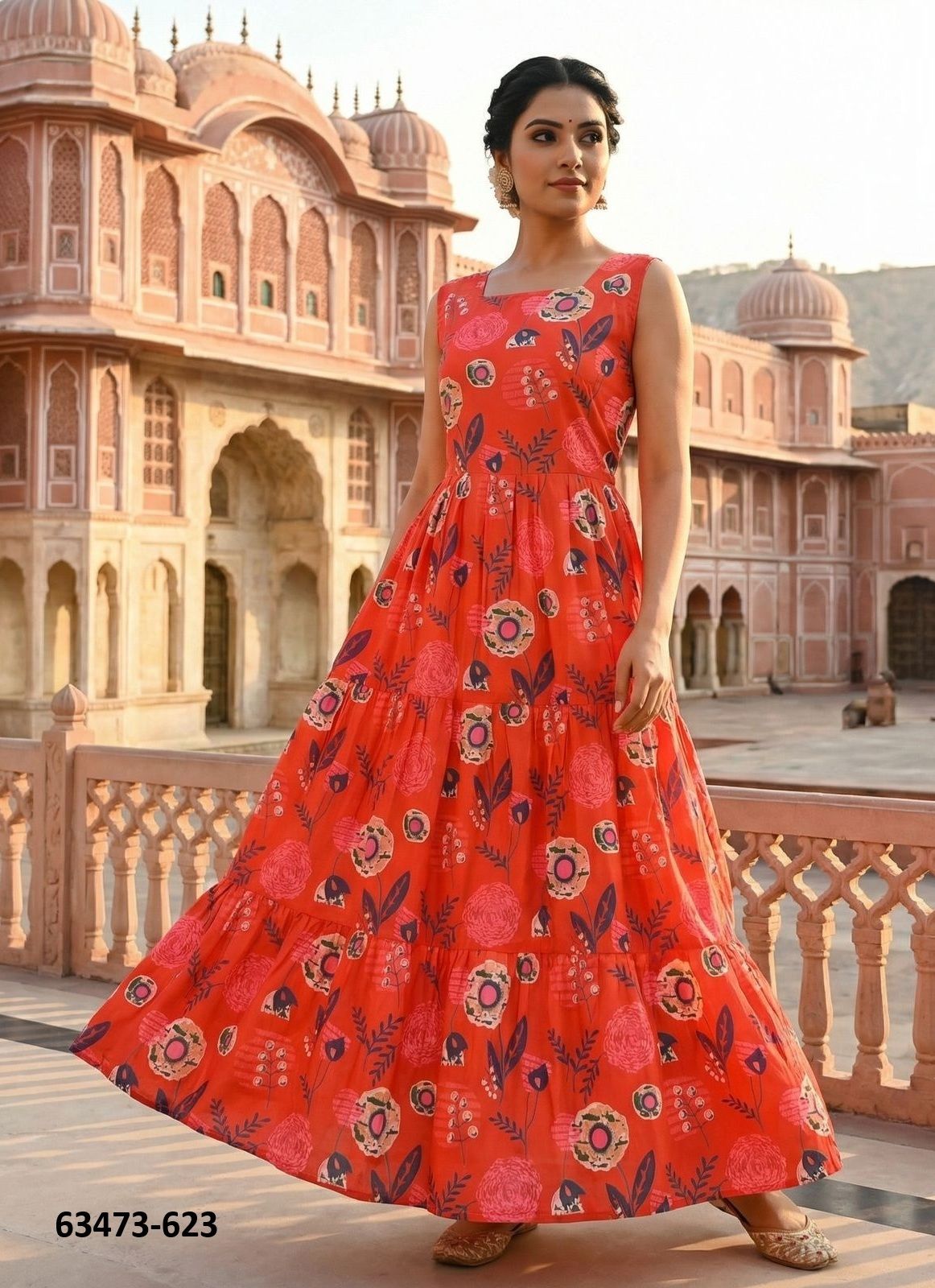FLORAL ANARKALIS - Catalog # 63473 (Set of 6 Readymade Women's Kurtis / Tops) by Blue Hills FLORAL ANARKALIS - Catalog # 63473 (Set of 6 Readymade Women's Kurtis / Tops) by Blue Hills