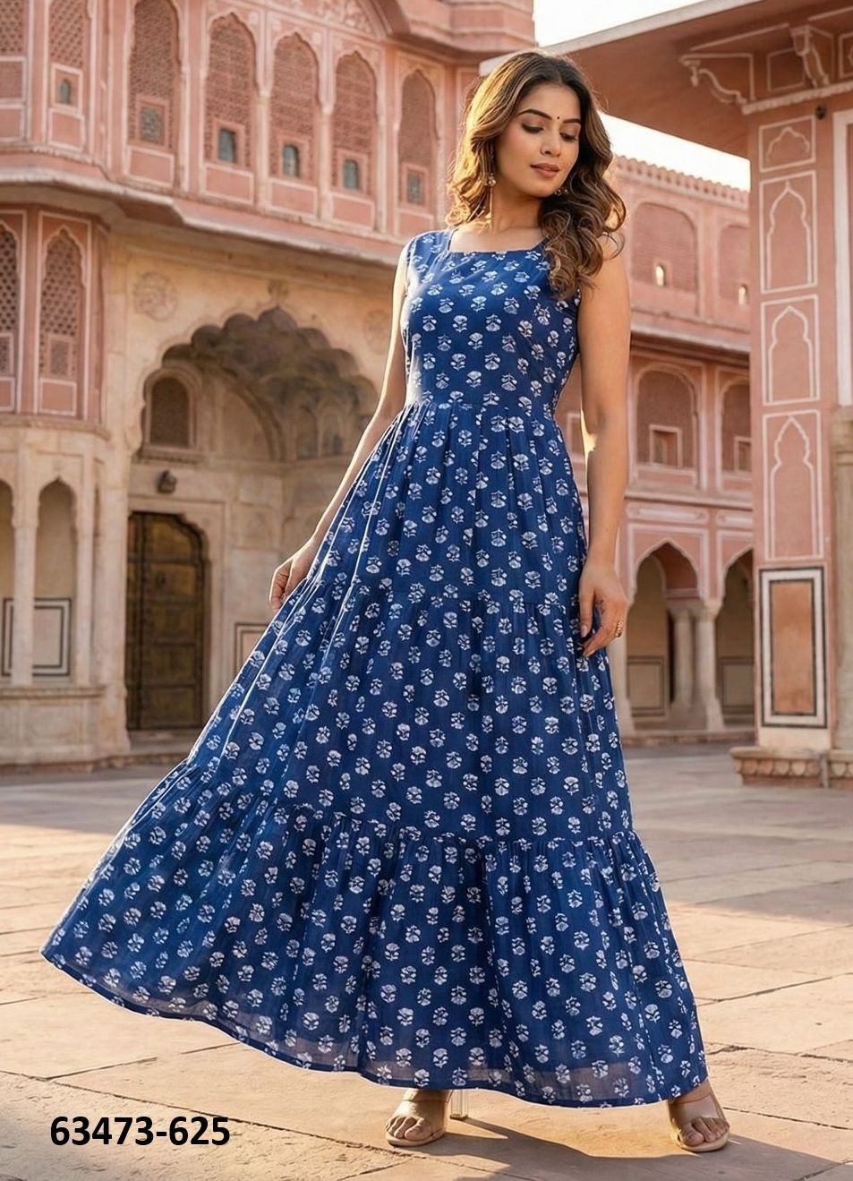 FLORAL ANARKALIS - Catalog # 63473 (Set of 6 Readymade Women's Kurtis / Tops) by Blue Hills FLORAL ANARKALIS - Catalog # 63473 (Set of 6 Readymade Women's Kurtis / Tops) by Blue Hills