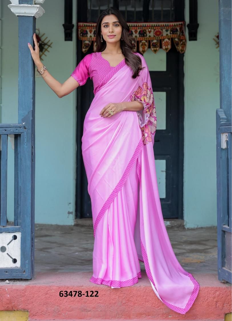 SATIN GEORGETTE 121 - Catalog # 63478 (Set of 26 Sarees) by Semad Styles