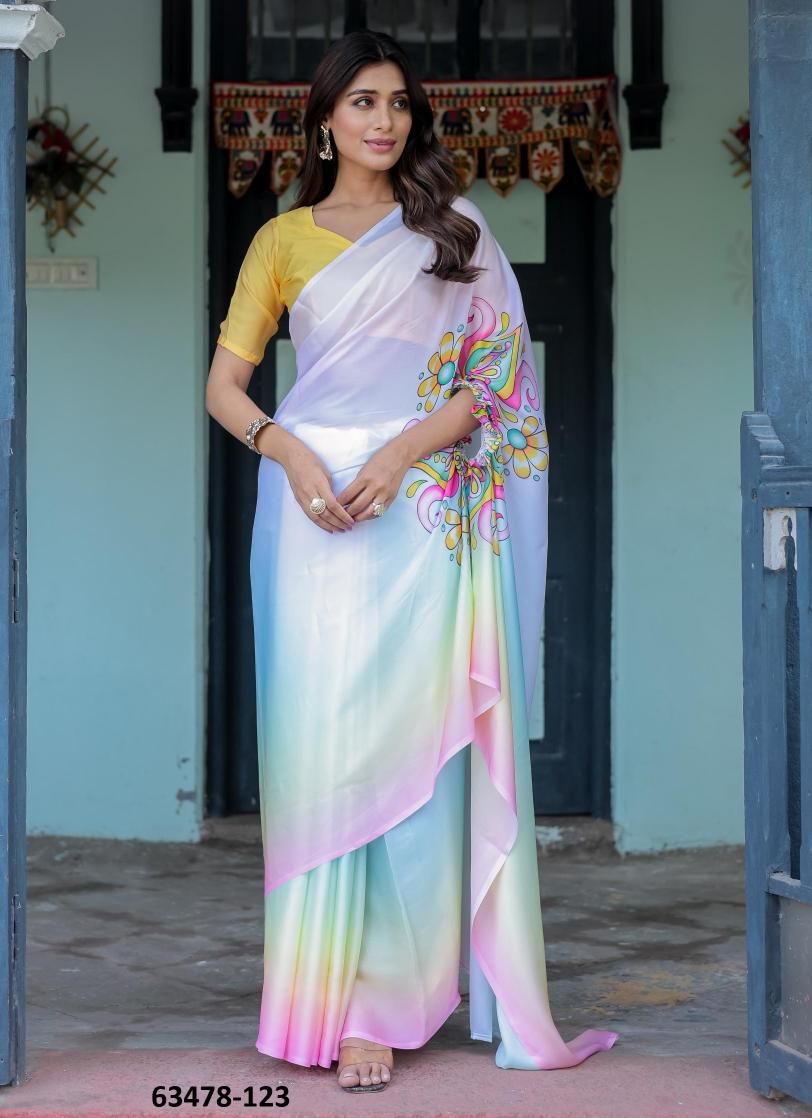 SATIN GEORGETTE 121 - Catalog # 63478 (Set of 26 Sarees) by Semad Styles