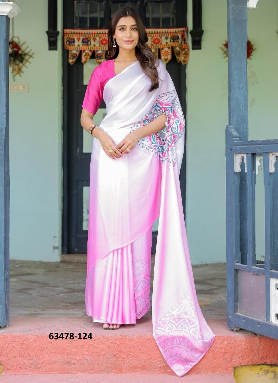 SATIN GEORGETTE 121 - Catalog # 63478 (Set of 26 Sarees) by Semad Styles