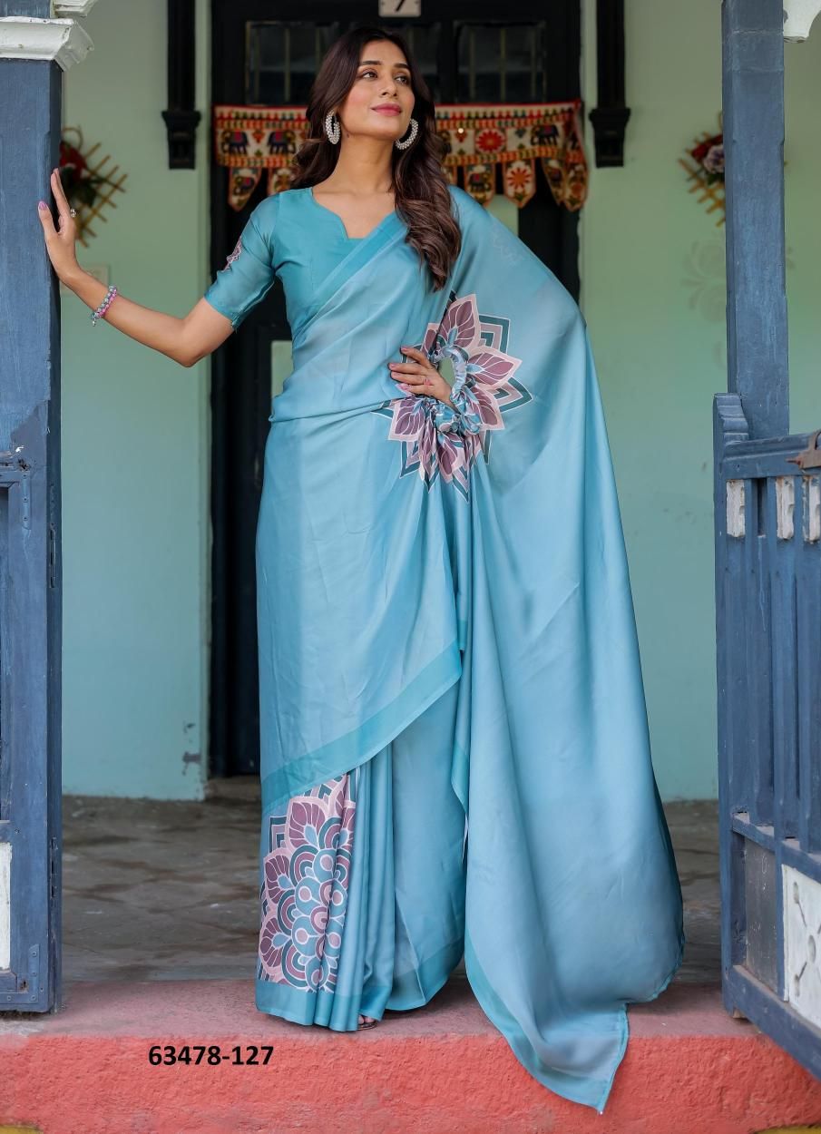 SATIN GEORGETTE 121 - Catalog # 63478 (Set of 26 Sarees) by Semad Styles