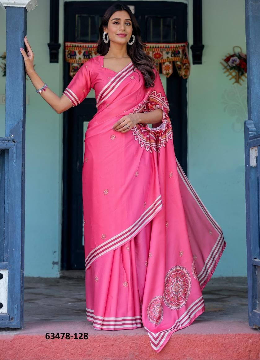 SATIN GEORGETTE 121 - Catalog # 63478 (Set of 26 Sarees) by Semad Styles