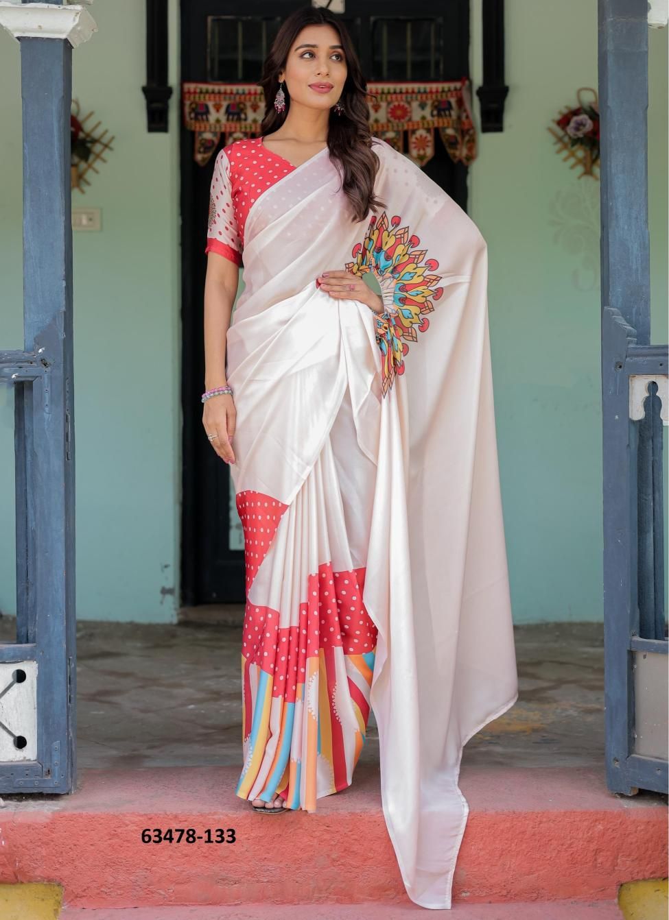 SATIN GEORGETTE 121 - Catalog # 63478 (Set of 26 Sarees) by Semad Styles