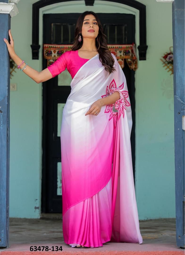 SATIN GEORGETTE 121 - Catalog # 63478 (Set of 26 Sarees) by Semad Styles