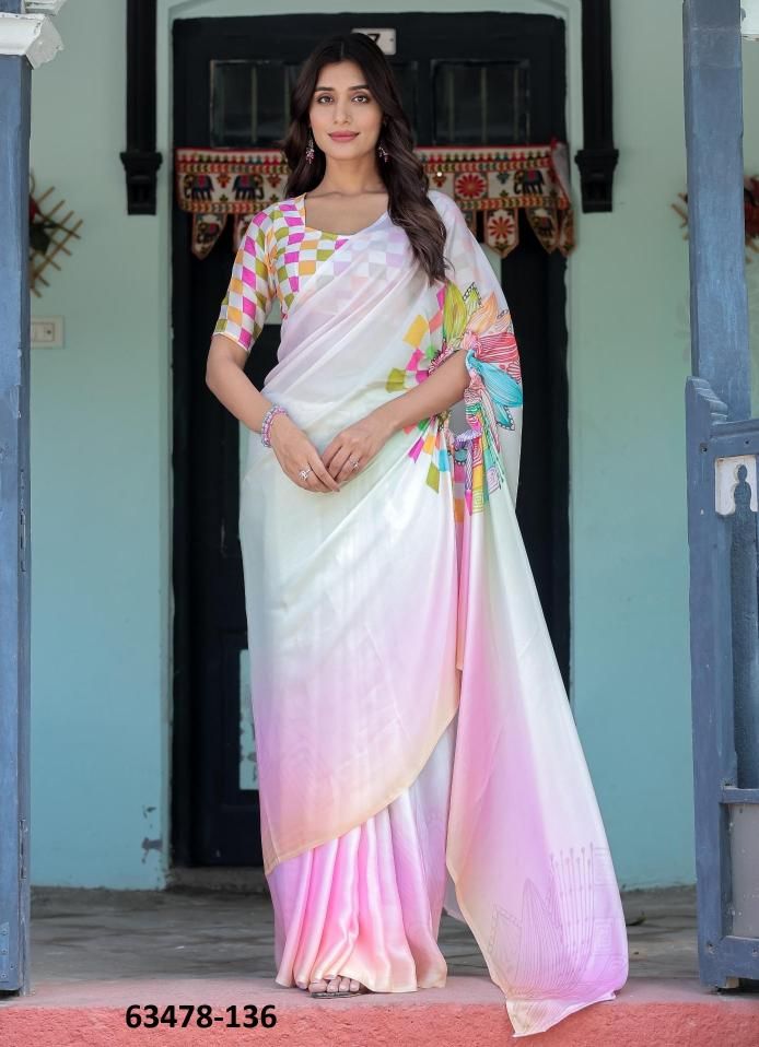 SATIN GEORGETTE 121 - Catalog # 63478 (Set of 26 Sarees) by Semad Styles