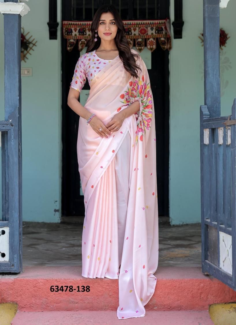 SATIN GEORGETTE 121 - Catalog # 63478 (Set of 26 Sarees) by Semad Styles