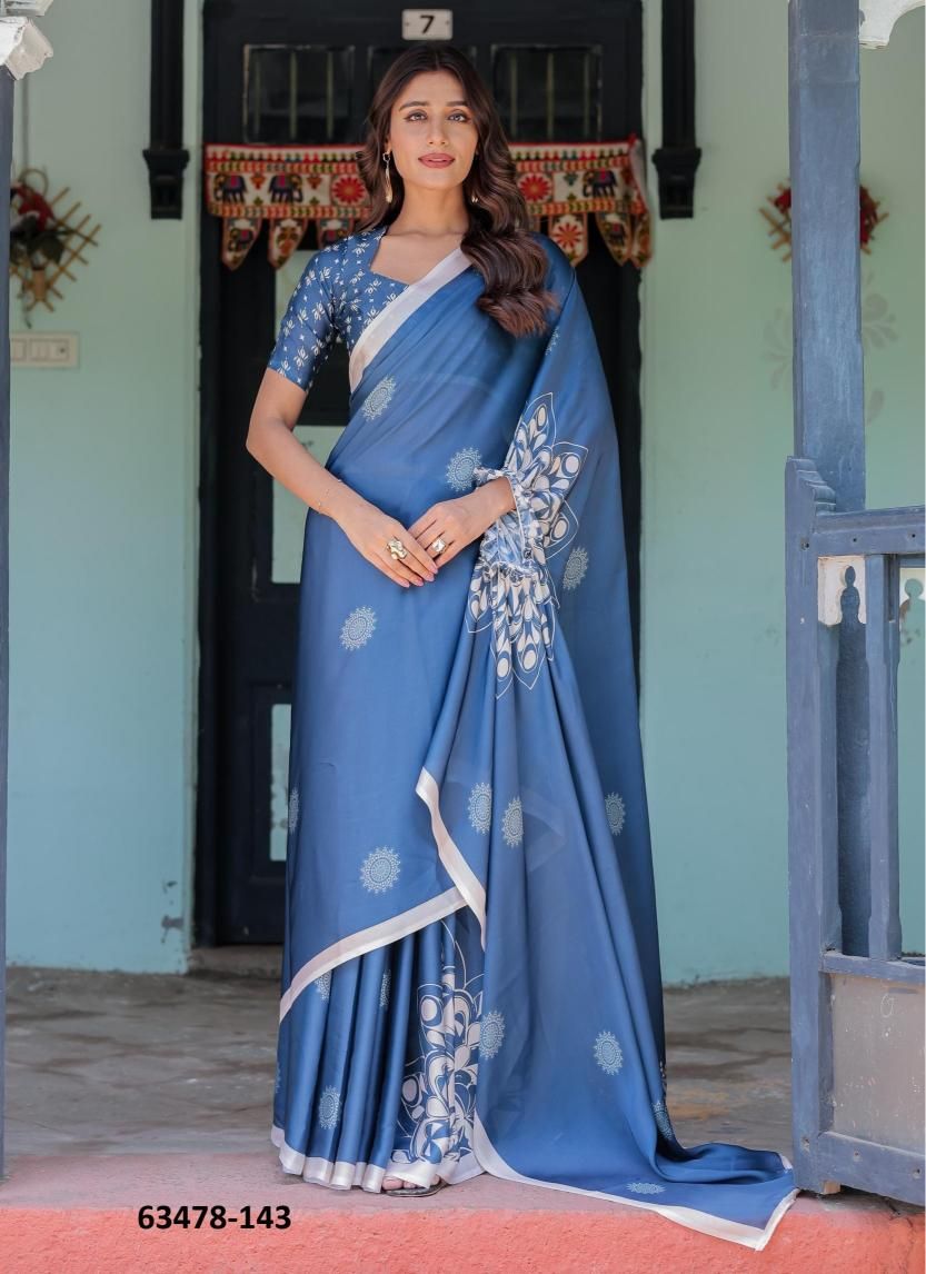 SATIN GEORGETTE 121 - Catalog # 63478 (Set of 26 Sarees) by Semad Styles