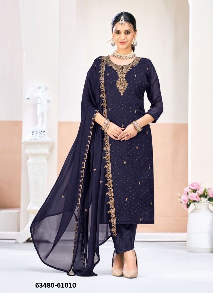 GULMA - Catalog # 63480 (Set of 12 Readymade Salwar Suits) by Amdavadi Fashion