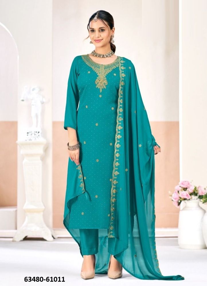 GULMA - Catalog # 63480 (Set of 12 Readymade Salwar Suits) by Amdavadi Fashion