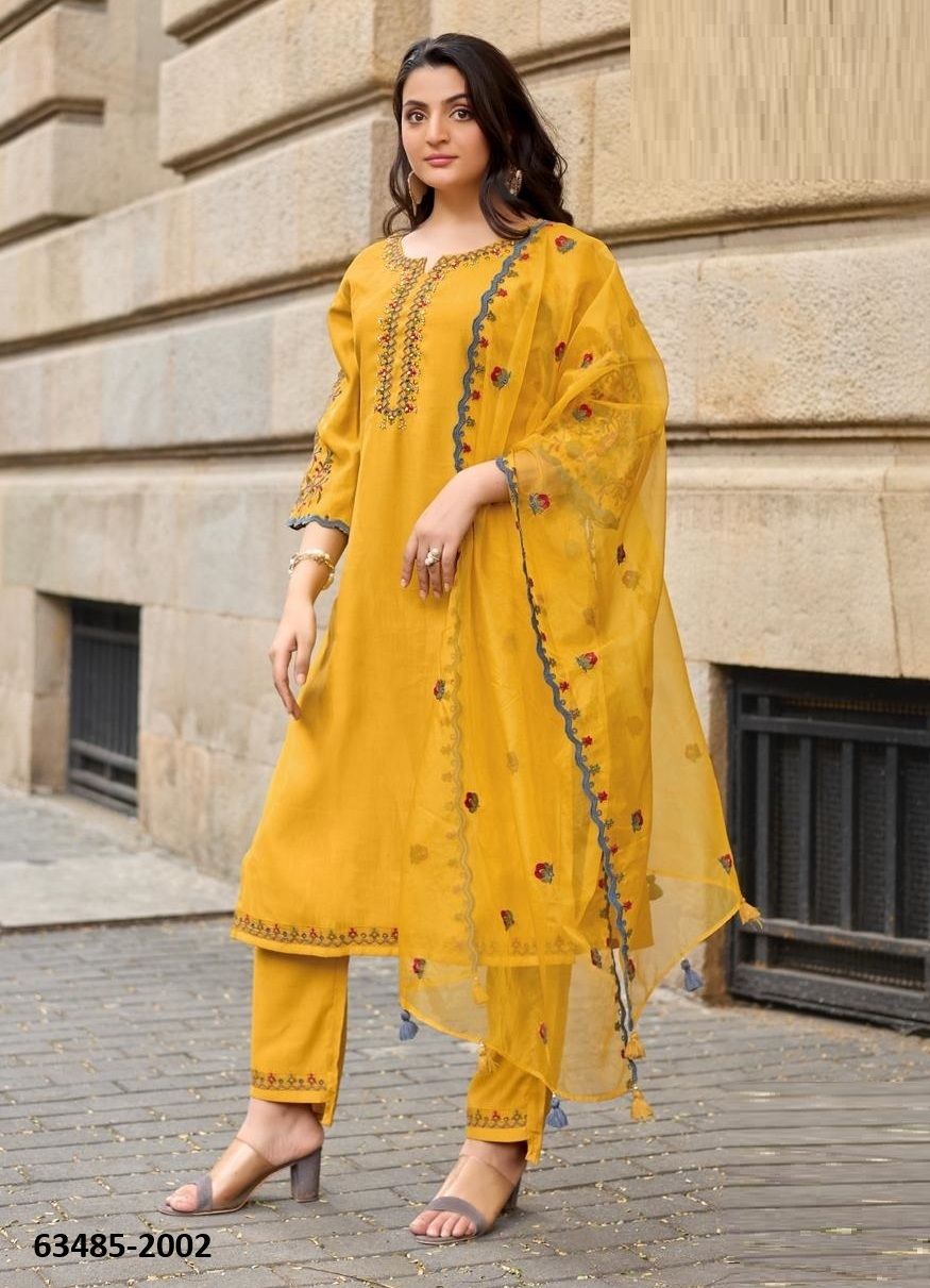 RANGMAHAL - Catalog # 63485 (Set of 6 Readymade Salwar Suits) by Mittoo