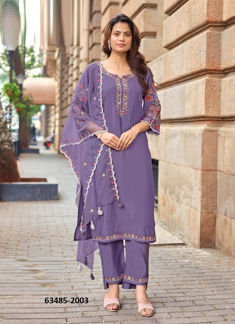 RANGMAHAL - Catalog # 63485 (Set of 6 Readymade Salwar Suits) by Mittoo