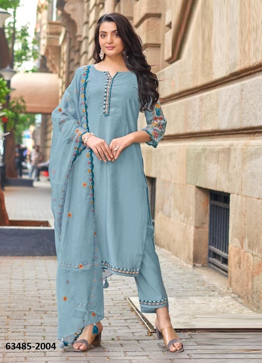 RANGMAHAL - Catalog # 63485 (Set of 6 Readymade Salwar Suits) by Mittoo