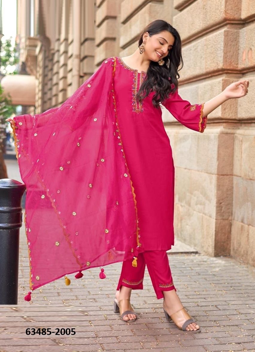 RANGMAHAL - Catalog # 63485 (Set of 6 Readymade Salwar Suits) by Mittoo