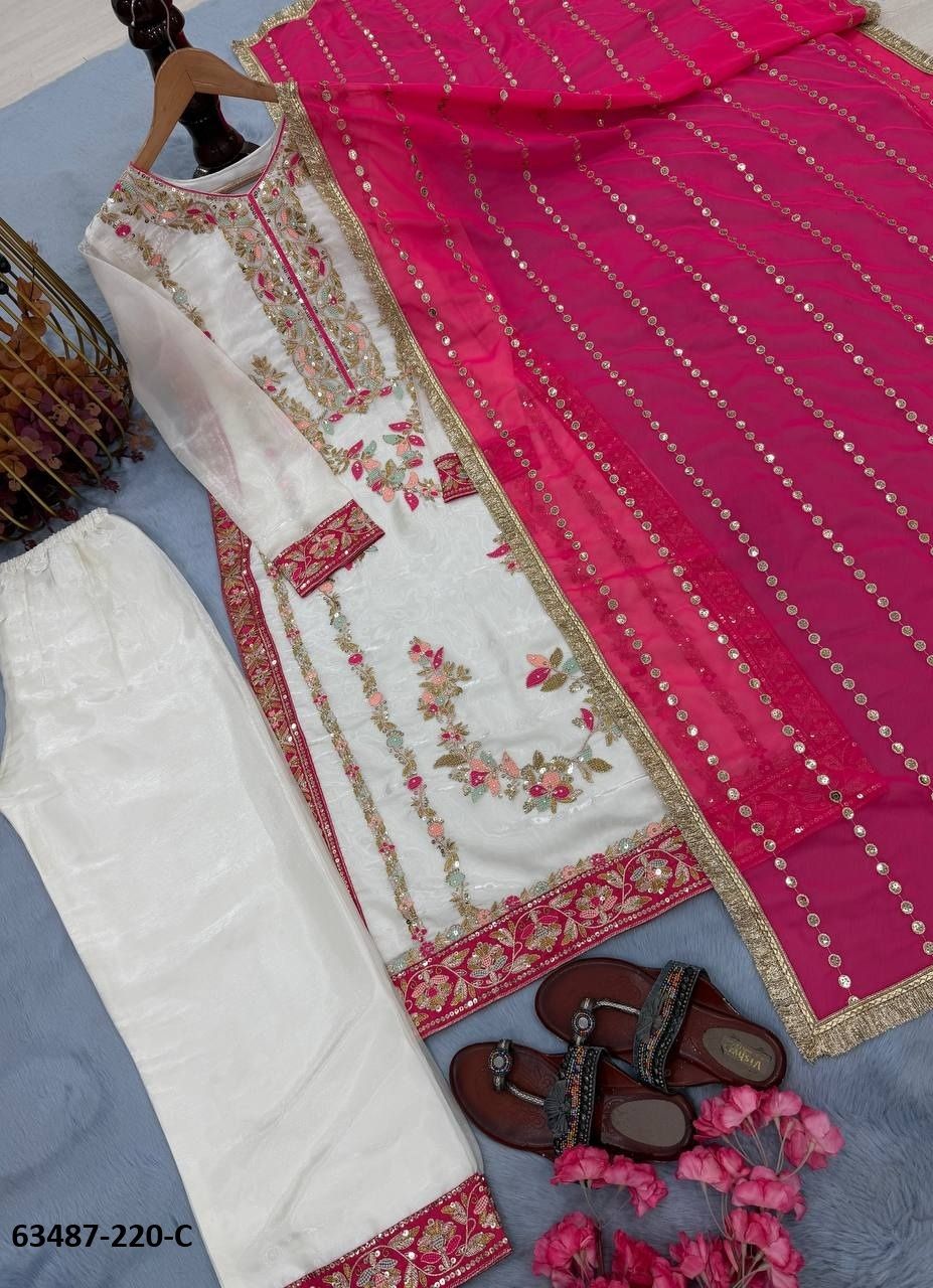 SERIES 220 - Catalog # 63487 (Set of 4 Readymade Salwar Suits) by Amdavadi Fashion