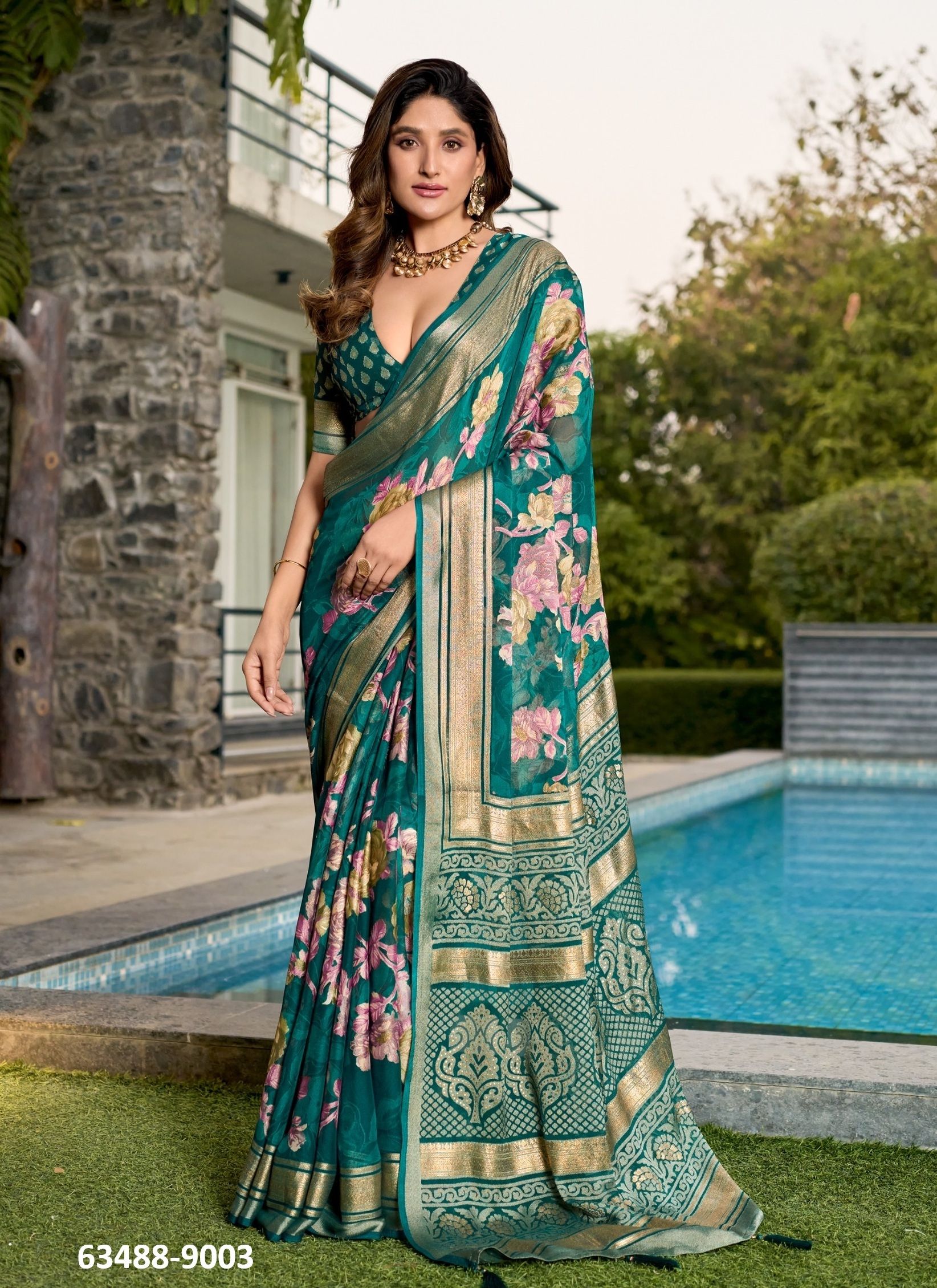 SHAGUN 9 - Catalog # 63488 (Set of 6 Sarees) by Shubh Shree