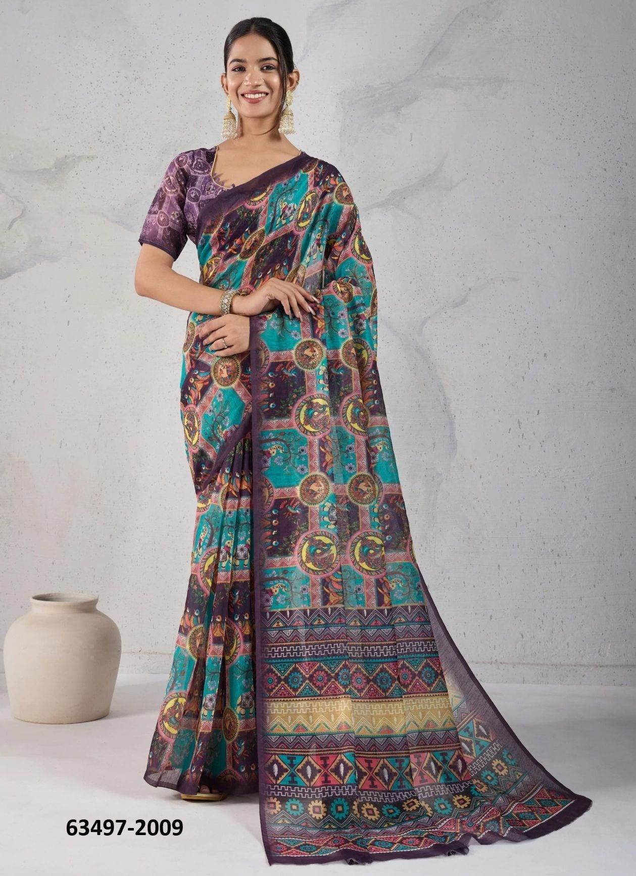 RADHA 2 - Catalog # 63497 (Set of 9 Sarees) by Desi Muse