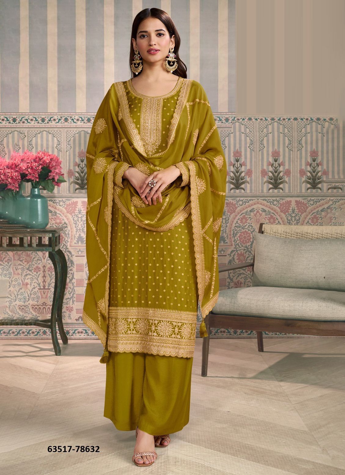 JASLEEN COLOR PLUS - Catalog # 63517 (Set of 4 Semi-Stitched / Un-Stitched Suits) by Vinay Fashion LLP