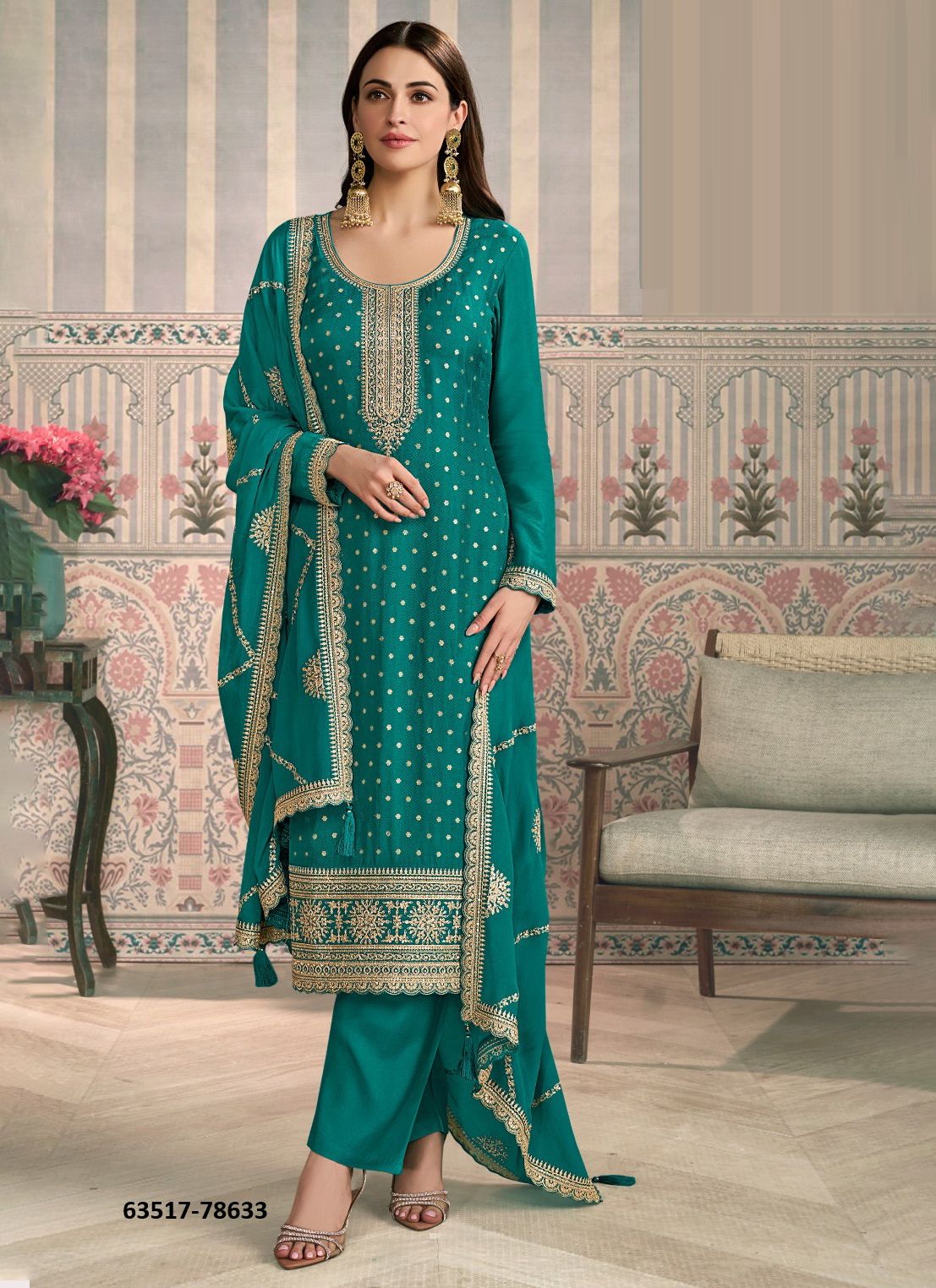 JASLEEN COLOR PLUS - Catalog # 63517 (Set of 4 Semi-Stitched / Un-Stitched Suits) by Vinay Fashion LLP