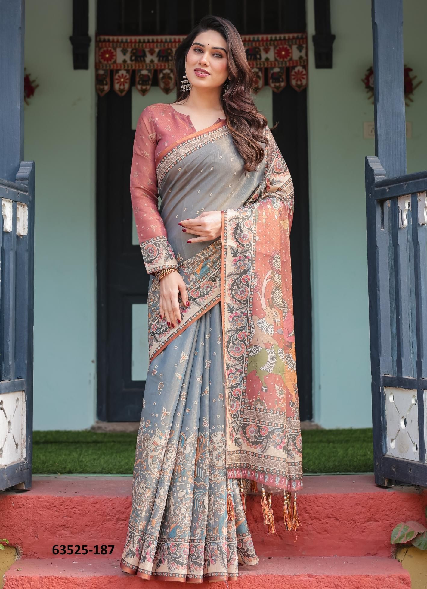 HANDLOOM COTTON SERIES 185-194 - Catalog # 63525 (Set of 10 Sarees) by Desi Muse HANDLOOM COTTON SERIES 185-194 - Catalog # 63525 (Set of 10 Sarees) by Desi Muse