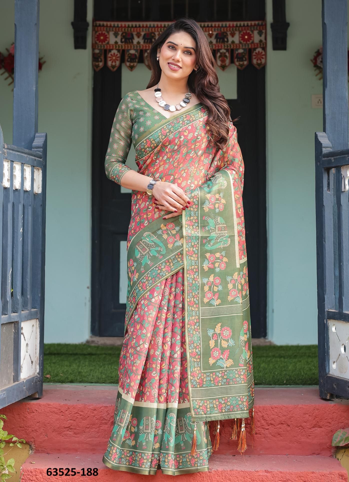HANDLOOM COTTON SERIES 185-194 - Catalog # 63525 (Set of 10 Sarees) by Desi Muse HANDLOOM COTTON SERIES 185-194 - Catalog # 63525 (Set of 10 Sarees) by Desi Muse