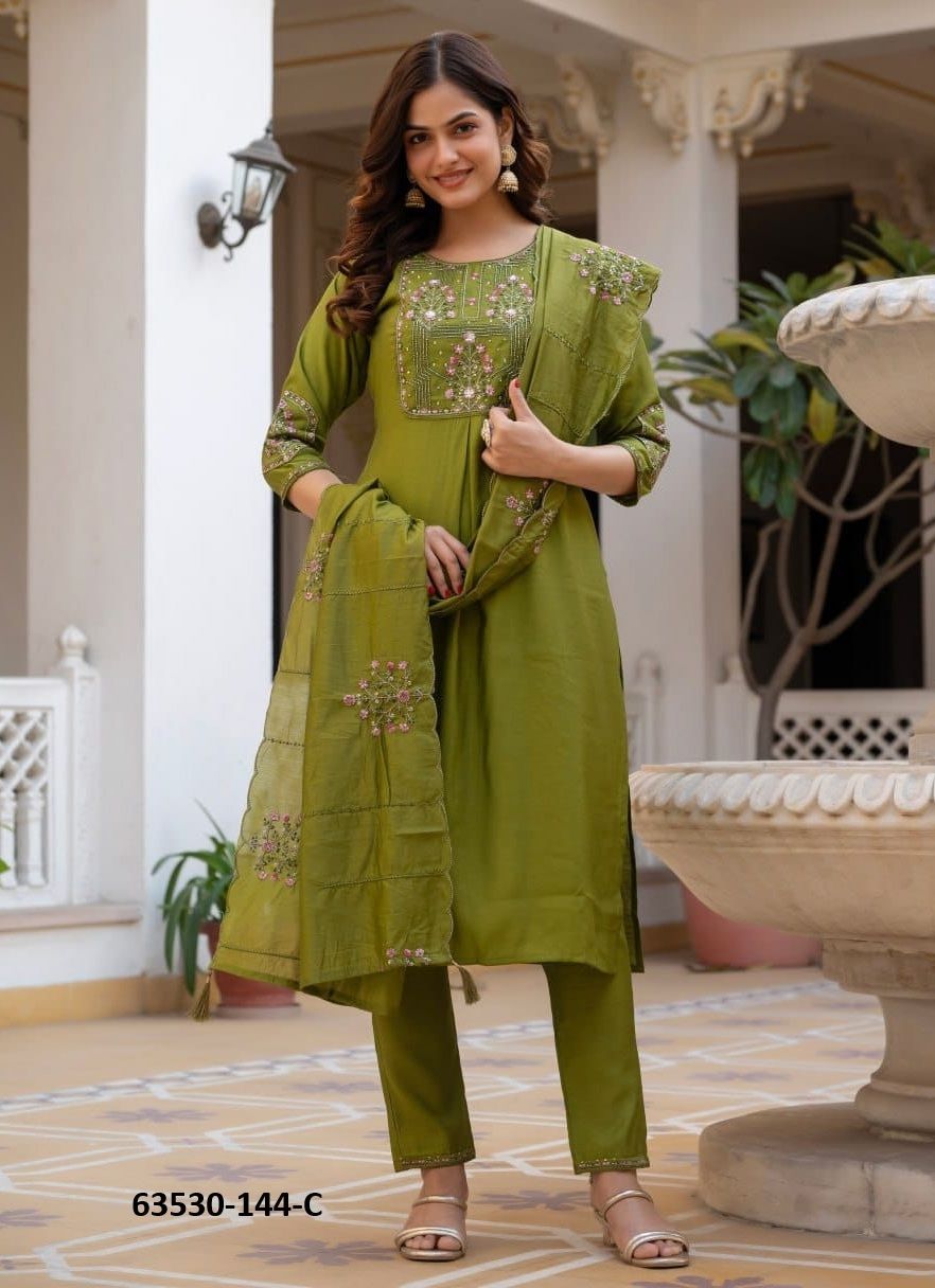 SERIES 144 - Catalog # 63530 (Set of 6 Readymade Salwar Suits) by Amdavadi Fashion